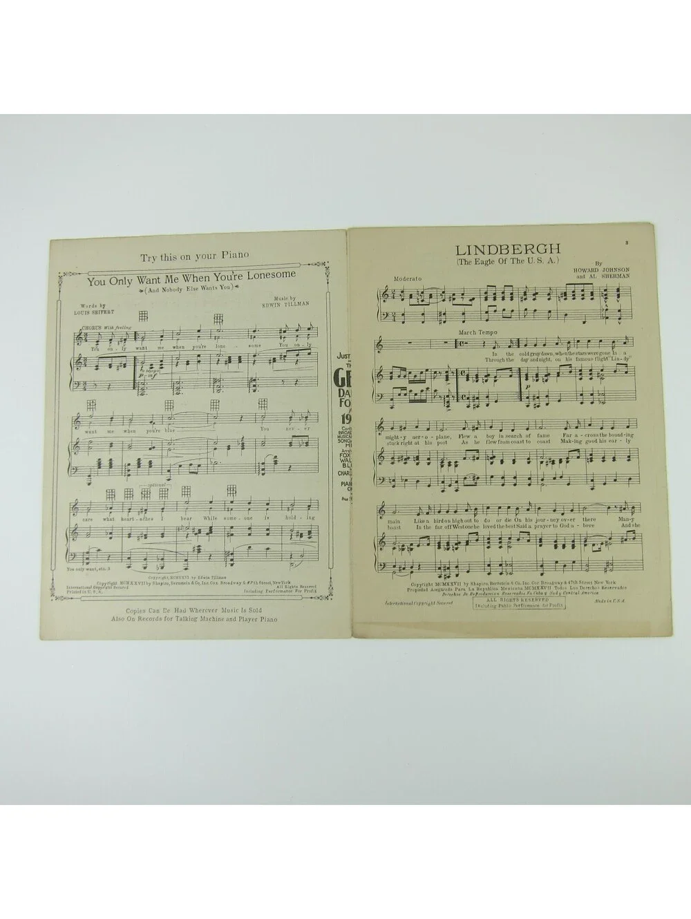 Lindbergh The Eagle of the USA Sheet Music Charles Lindbergh Photo Vintage 1927